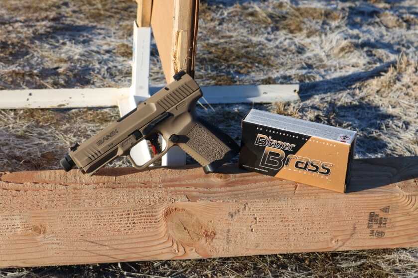 Canik Elite Combat 9mm pistol with Blazer Brass ammo