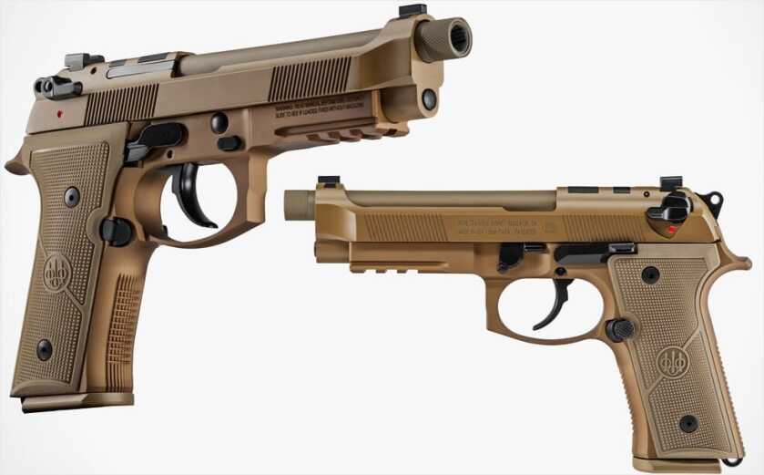 Beretta M9A4 9mm service pistols in bronze and flat dark earth
