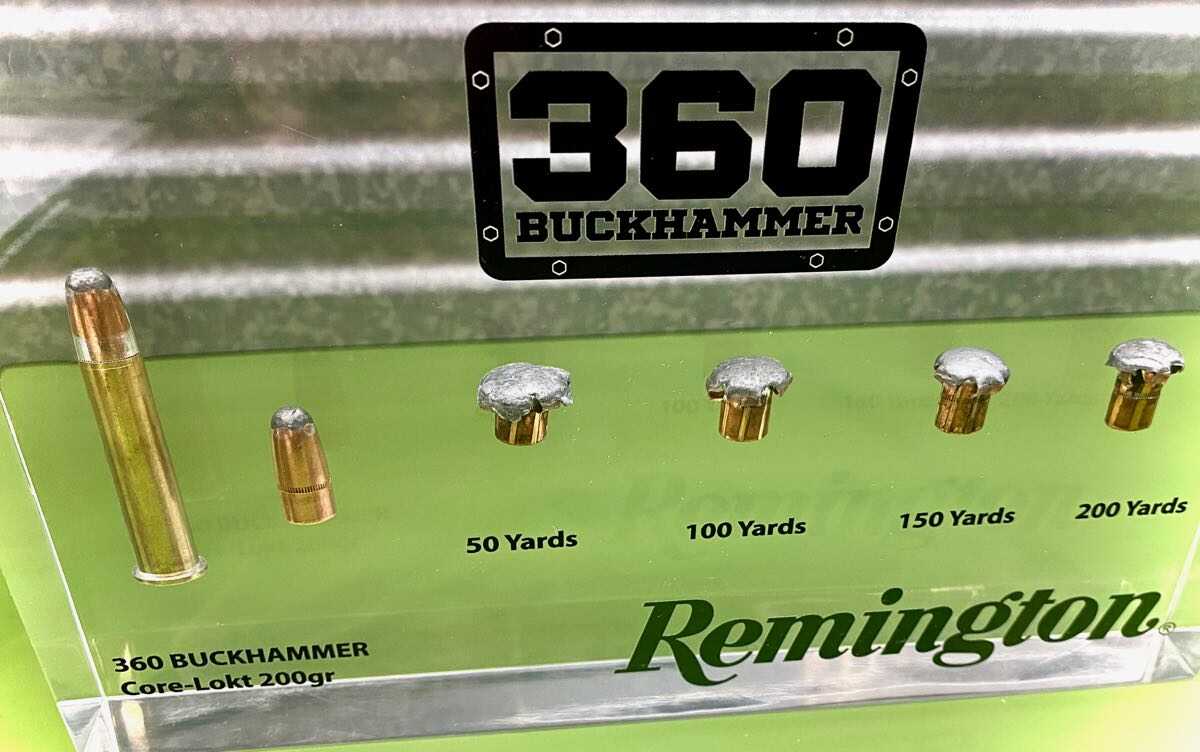 Remington 360 Buckhammer cartridges with Core-Lokt bullets