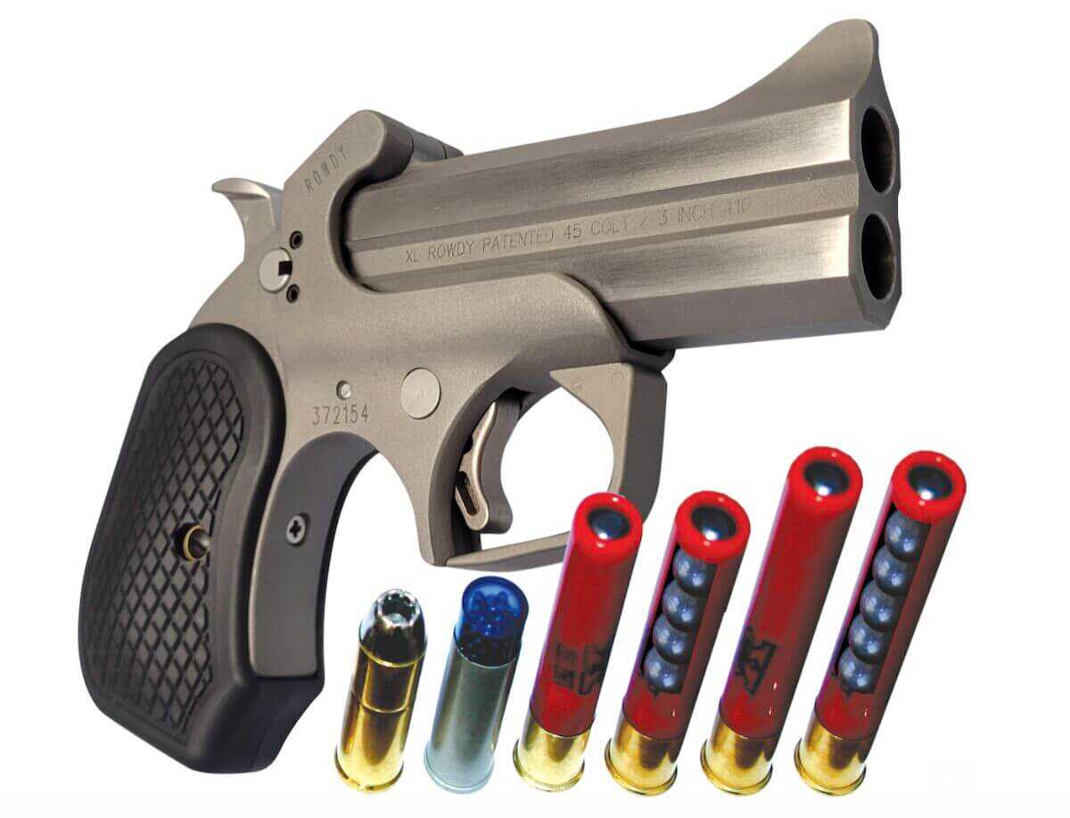 Bond Arms Rowdy XL derringer in .45 Colt and .410 with B6 grips