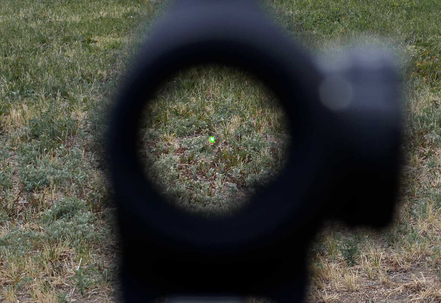 Vortex Crossfire green dot view on an AR-15