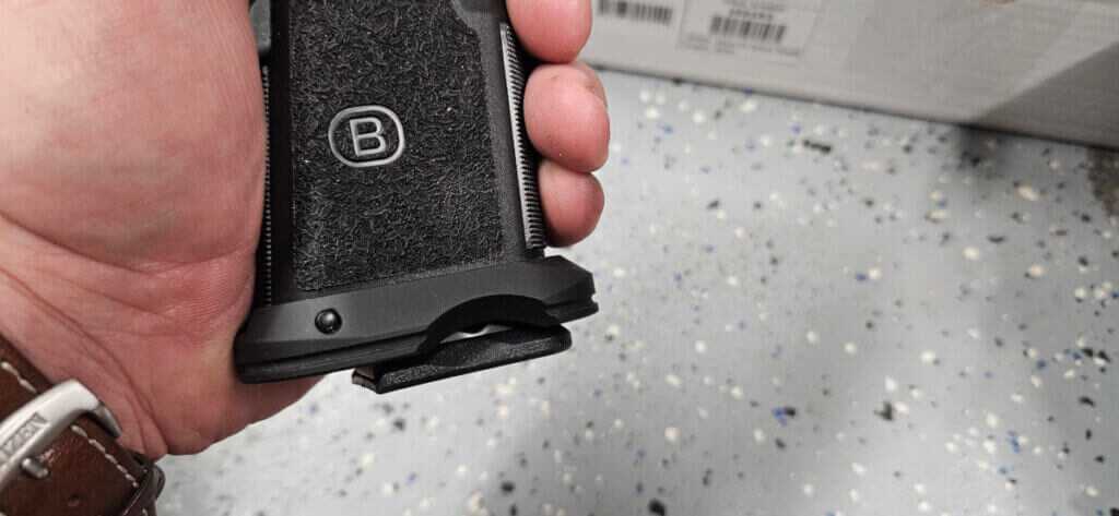 Bersa M2XI polymer grip with texture finger undercuts and compact magwell
