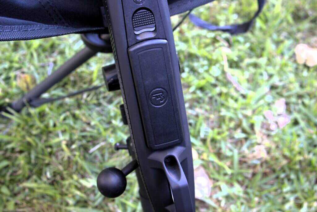 CZ 600+ Alpha magazine inserted with latch pushed forward for top-off loading