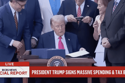 President Trump at a signing for new legislation.