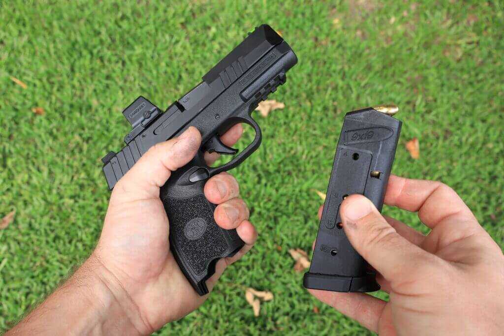 FN 309 MRD 9mm pistol shown with its all-polymer magazines