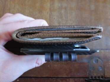EDC Wallet Showdown: Saddleback Leather vs. Hell-Bent Kydex Side by side shot. You can see that difference in thickness.
