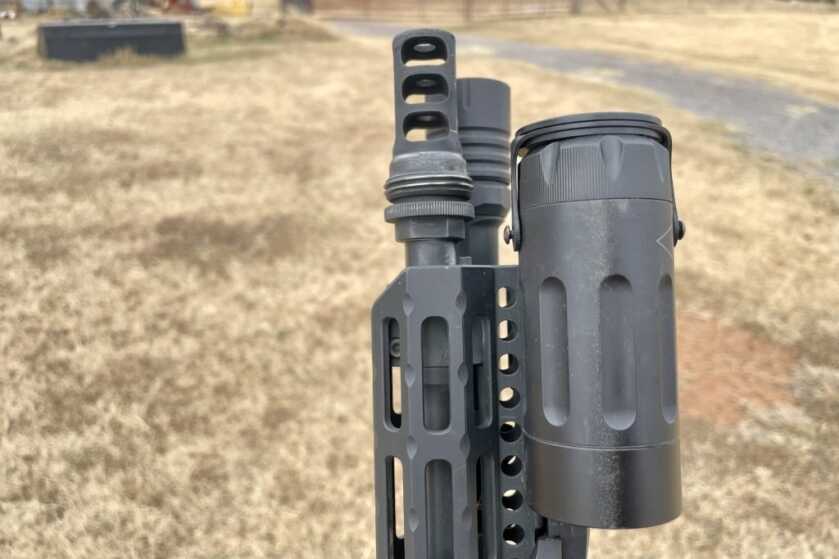 Midwest Industries 10.5” Combat Rail showing the 45 degree forward angled trim and slim M-LOK profile