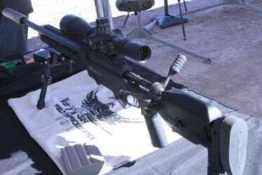 blackgun This was a .308 in regular black. You can see that it is constructed like a prosthetic device more than a riflestock. This is an ISO 9001 company using aircraft quality alloys and I wouldn't be surprised if that is the industry that they come from. The gun is made to custom fit to the shooter, and this is not some gimmicky toy with a couple allen screws. It is a professional piece of "Operator" equipment.