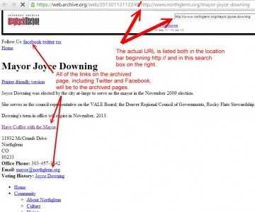 Fire Your Mayor! Shut Down Bloomberg's Anti-Gun MAIG If you click the link on the list, the archive.org page comes up, if it exists. The actual URL can be found in two places on the page.