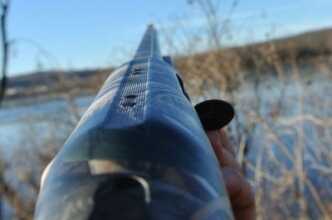 The view down the barrel. It is tapped for an optic mount if you are into putting one on a waterfowl shotgun.