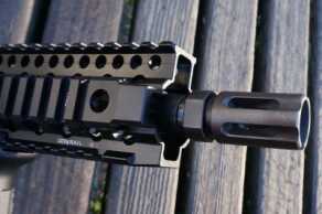 The length of the rail allows long-armed shooters to hold very close to the business end of the gun.  If you’re going to hold this far down, wear gloves.
