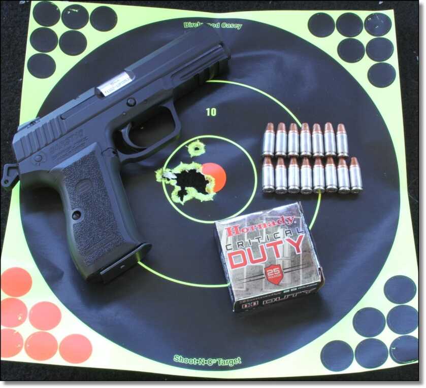 SAR ST10 10 yard group with Hornady Critical Duty