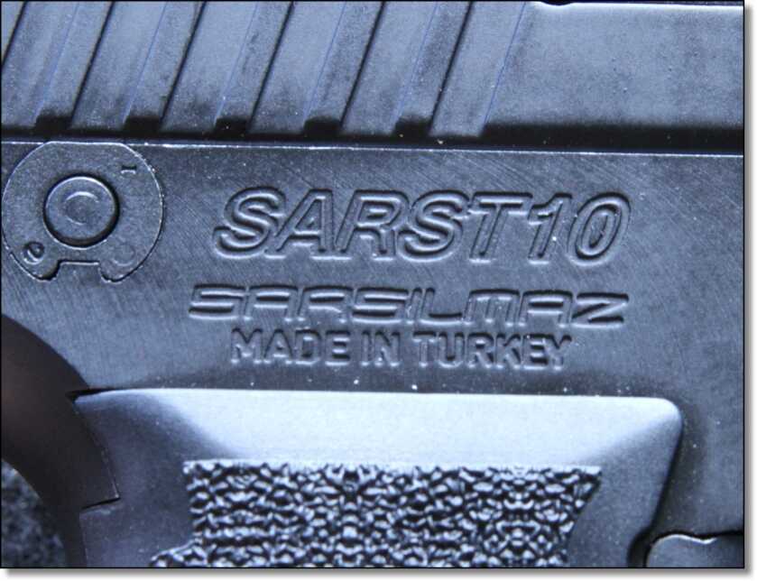 Sarsilmaz logo on the SAR ST10 slide