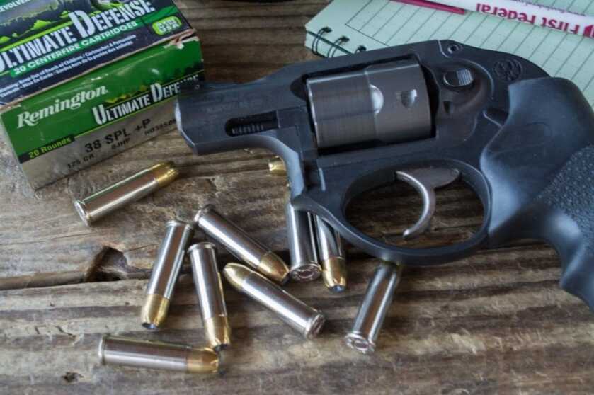 Remington Ultimate Defense 38 Special +P ammo with a snub nose revolver