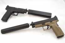 Silence anyone? The new Springfield Armory XD(M) Threaded 45 (top) and 9mm (bottom)
