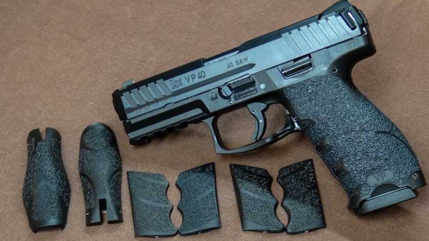HK VP40 .40 S&W pistol with custom grip panels