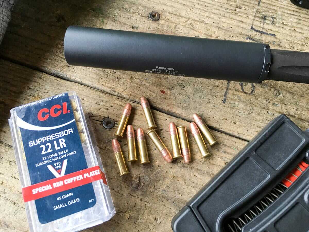 Gemtech GM-22 .22 suppressor on a Smith and Wesson M&P 22 Compact, best lightweight .22 pistol suppressor 2026