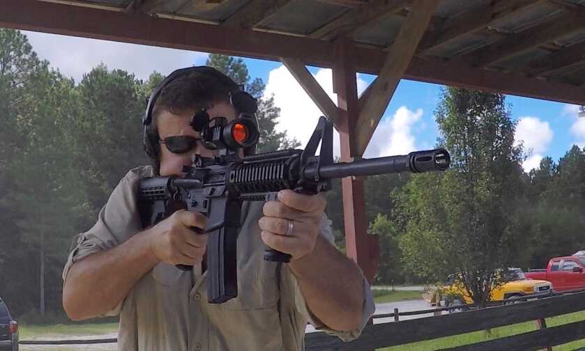 Shooting an AR-15 with a Franklin Armory BFS binary trigger at the range