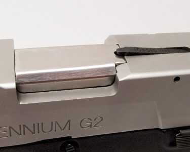 A loaded chamber indicator is positioned on the top of the slide. It’s large enough for visual and tactile confirmation that the chamber is loaded.