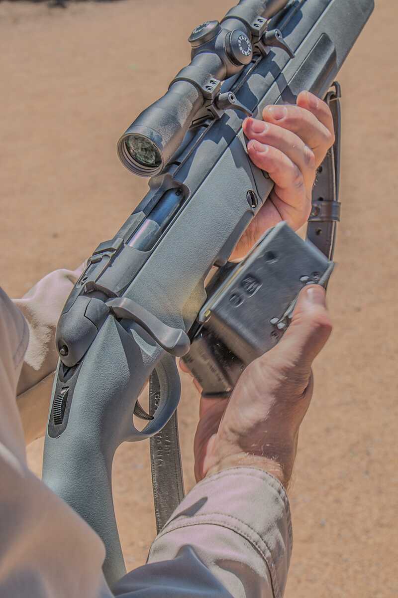 Steyr Scout rifle with two magazines on board