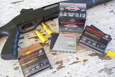 I tested the Stevens 320 with bird shot, buck shot, and slugs.