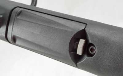 The detachable box magazine holds five rounds of most calibers, four for magnum sizes.