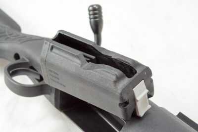 The polymer magazine is ready for field conditions and designed to resist rust and gunk.