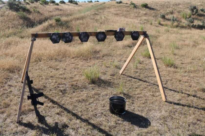 MGM Plate Rack in a Bucket portable steel targets