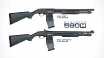 Mossberg 590M: Pump 12 Ga. Uses Double-Stack Mags