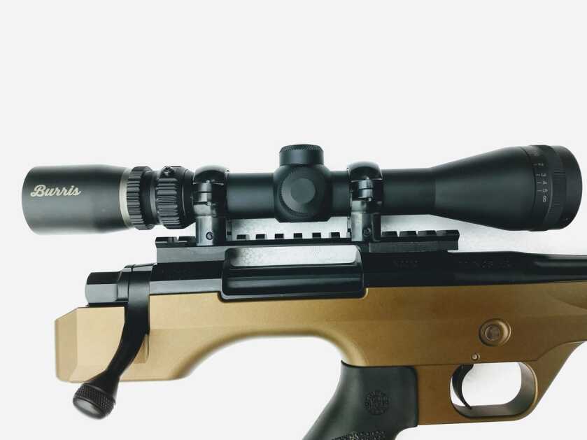 Burris 3-12x32 handgun scope mounted on a Nosler M48 handgun, best Burris scope for handgun hunting