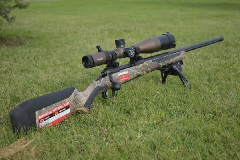Savage 110 Predator heavy barrel rifle with AccuStock, best varmint rifle for coyotes 2026