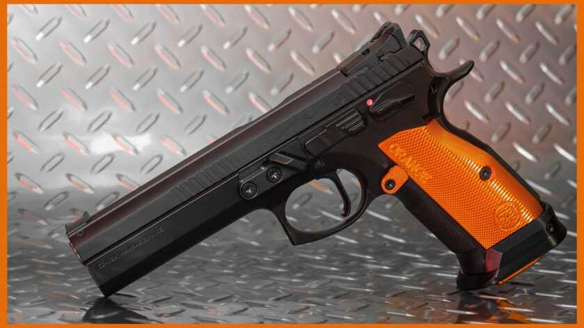 CZ 75 Tactical Sport Orange 9mm competition pistol with orange grips