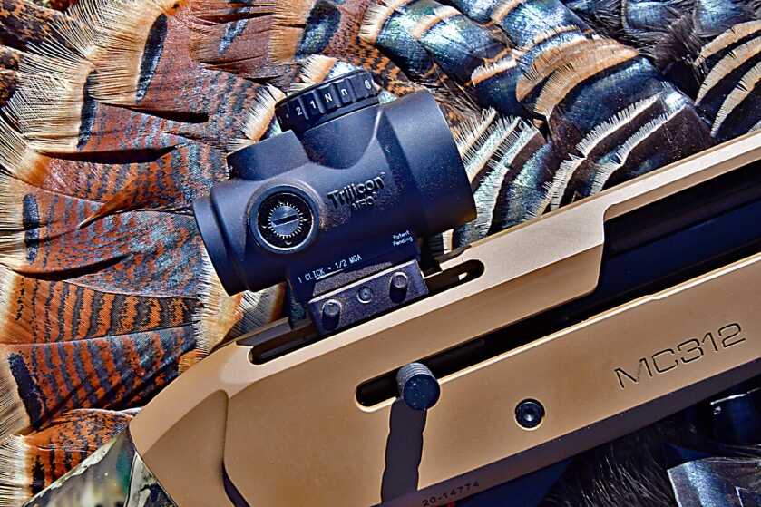 Trijicon MRO HD red dot on a turkey shotgun, best Trijicon for shotguns and hunting 2026