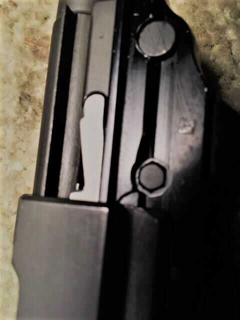 Walther P1 frame markings and slide stop detail