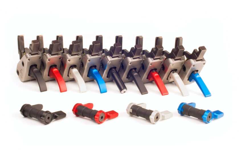 JP Enterprises drop-in modular AR-15 triggers in four colors with matching selectors, best AR-15 trigger overall 2026