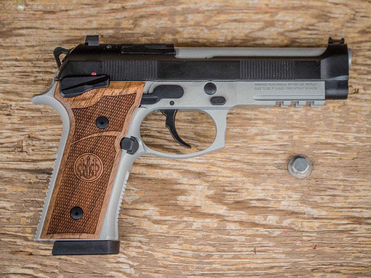 Beretta 92 GTS Launch Edition 9mm pistol with wood grips at SHOT Show 2024