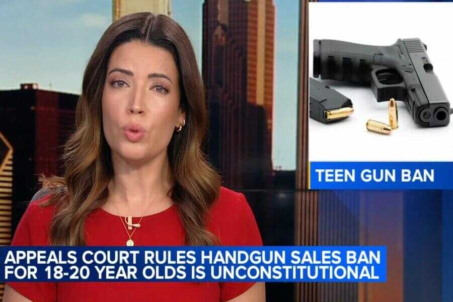 News lady announces that the 5th Circuit threw out aged-based bans on handgun purchases.