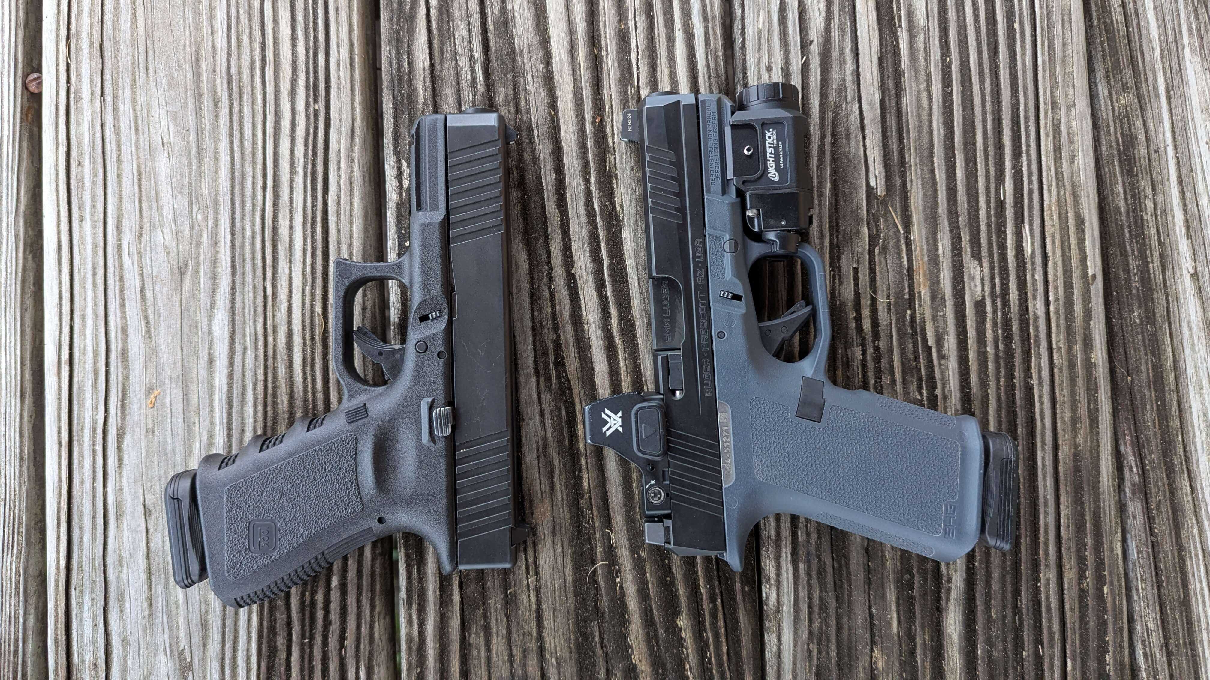 Ruger RXM and Glock 19 Gen 3 pistols side by side