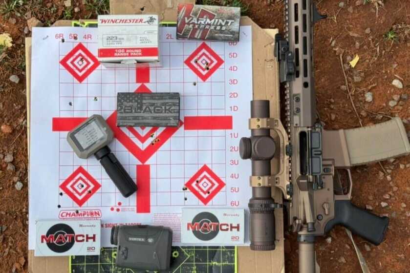 target, ammo, and AR-15