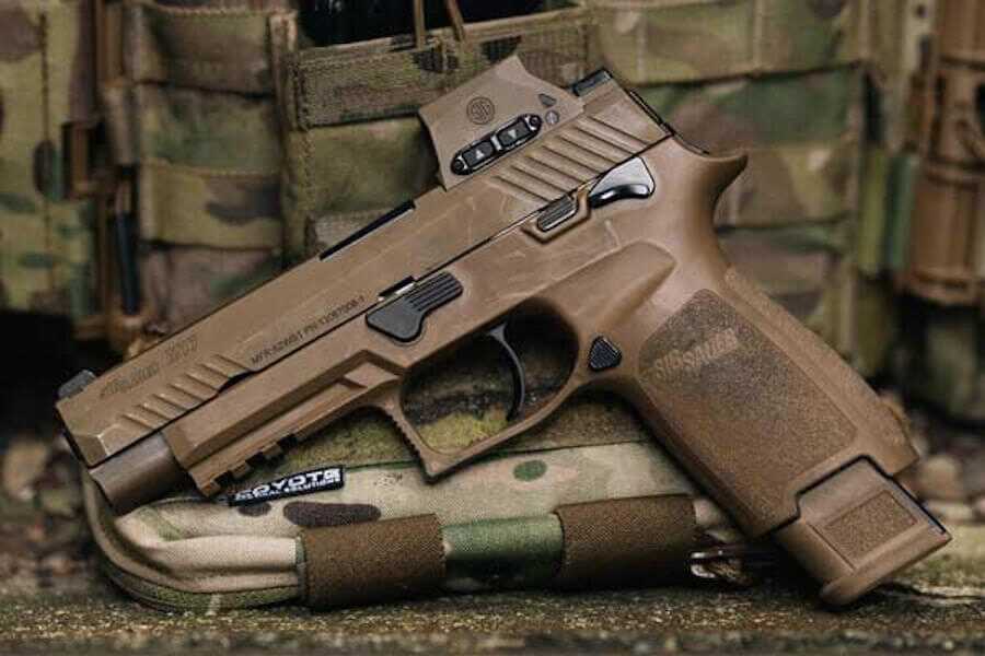 A SIG M17 pistol shown.