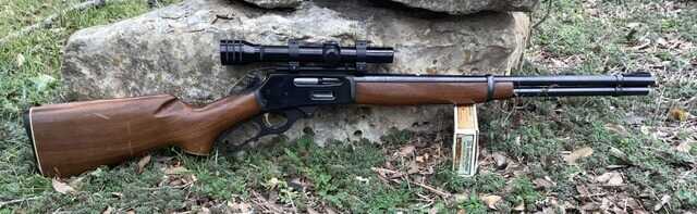Marlin 336C in 35 Remington field ready with traditional wood and blued steel