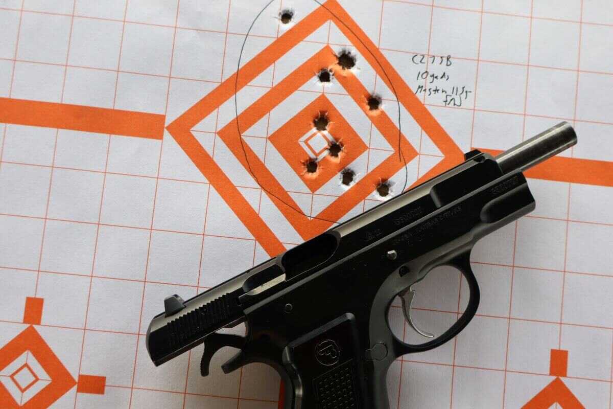 CZ 75 B group fired at 15 yards