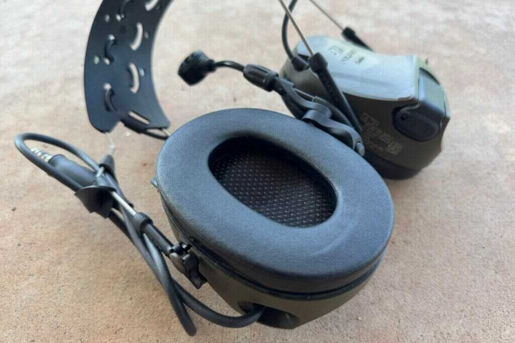 Noisefighters SIGHTLINES gel ear pads compared to factory foam cushions on ComTac VIII for improved seal and comfort