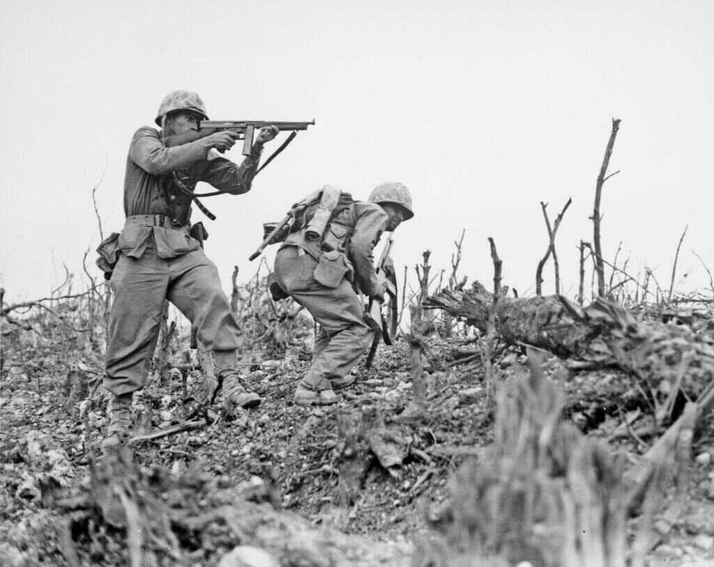 men fighting at war