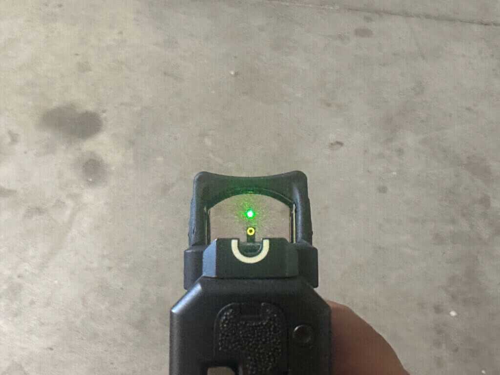 looking down at green dot