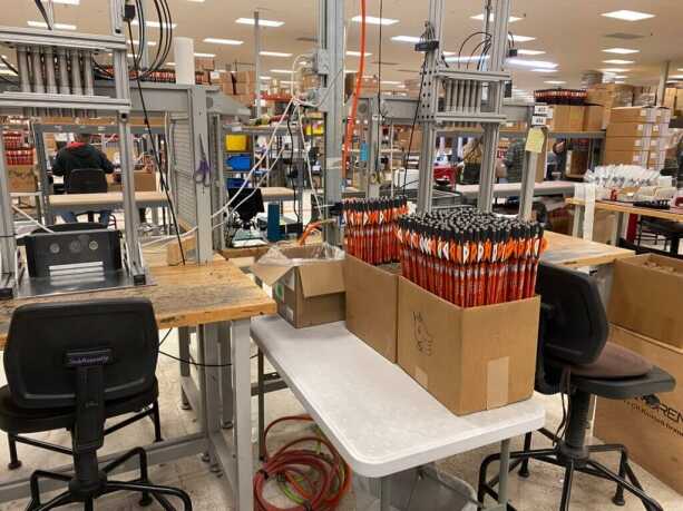 Ravin factory building 500K crossbow arrows annually production floor