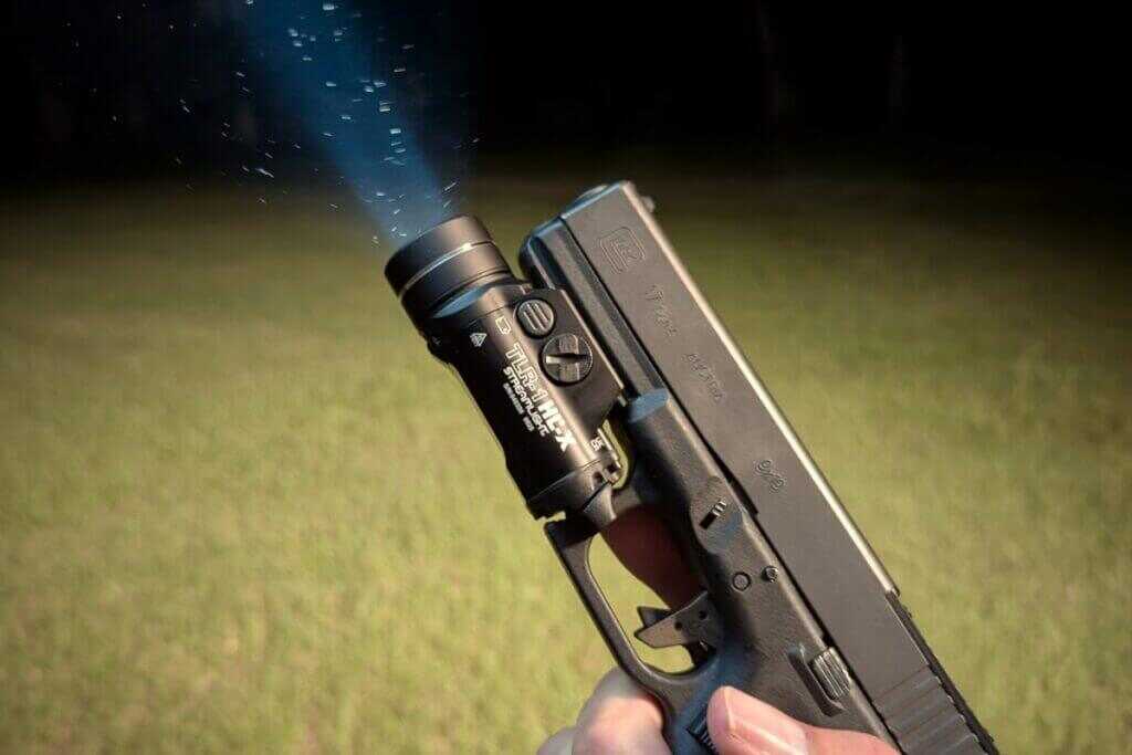 weapon-mount lights on a Glock 17