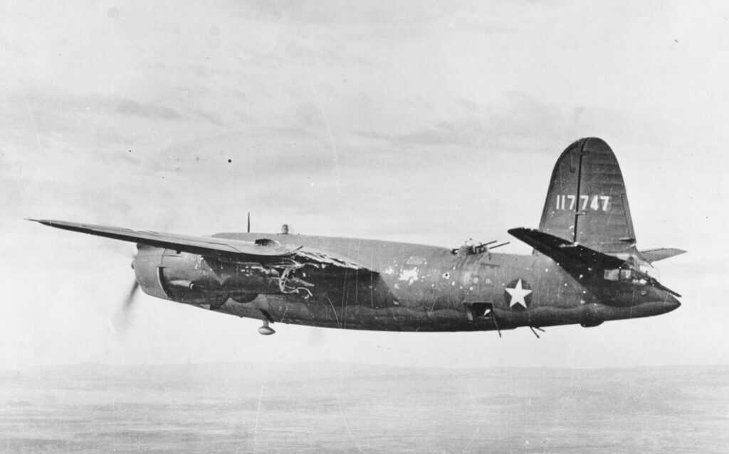 B26 Marauder flak damage battle scarred bomber that still returned