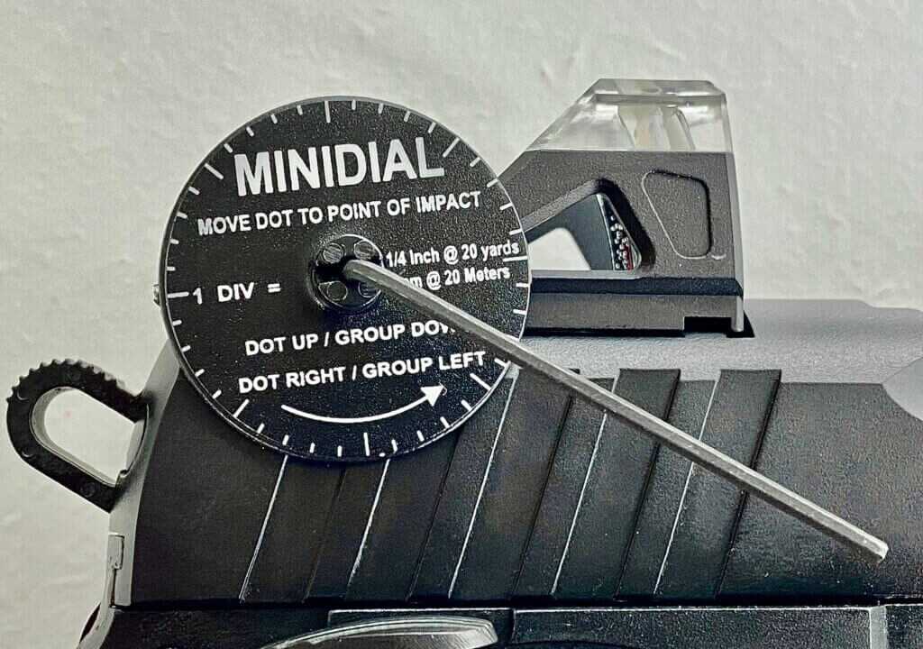 Shield MiniDial tool used to zero OMSsc elevation and windage