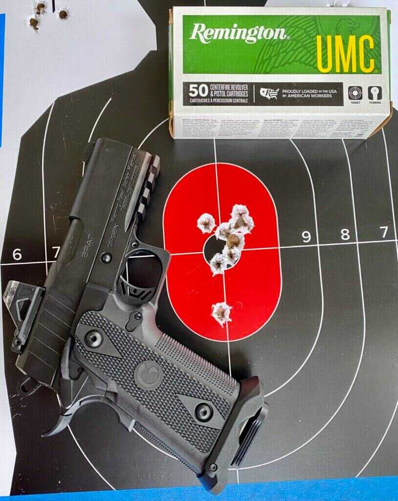 Witness 2311 BRAT 10 yard rest group on Caldwell Dual Zone Silhouette target
